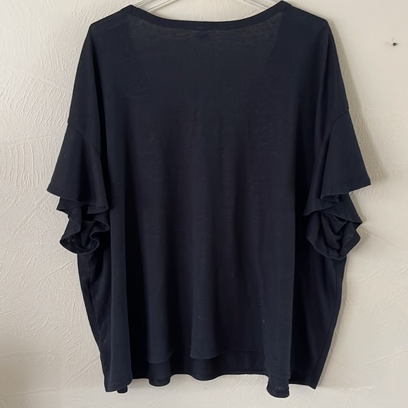 Old Navy size 3X black flutter sleeves deep scoop neck lightweight linen blend - Picture 7 of 14